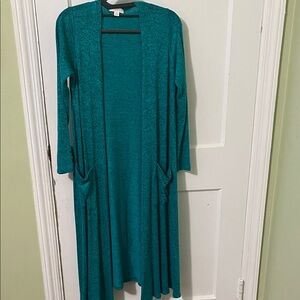 LuLaRoe Sarah Teal Long Duster Cardigan